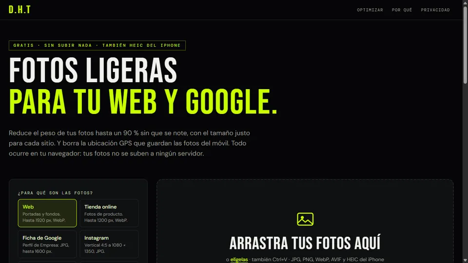 Optimizador de fotos para negocios