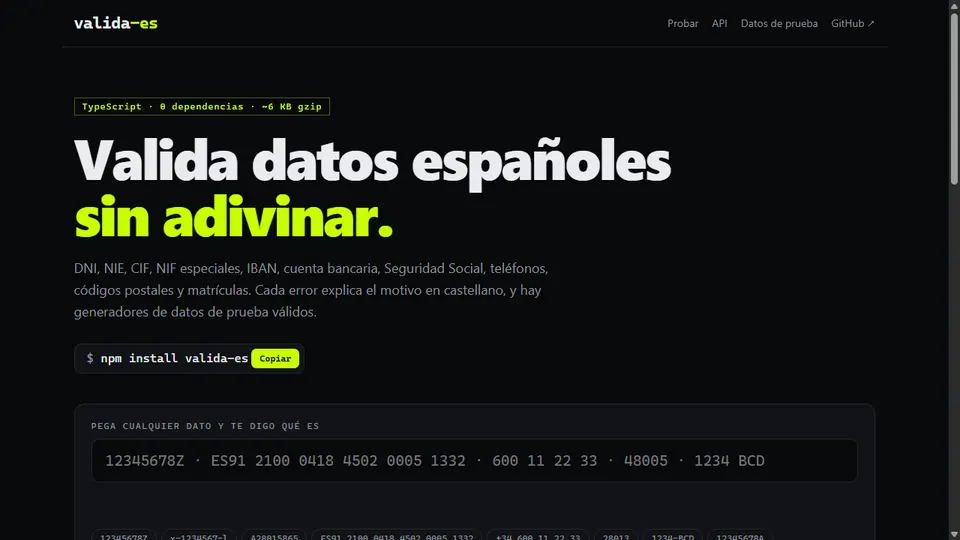 valida-es, librería de validación